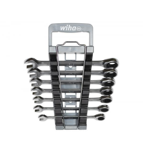 Wiha44664 Ring ratchet open-ended spanner set with holder 8 pcs.