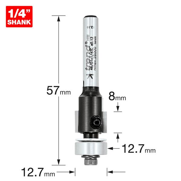 TrendPro Rota-Tip trimmer 12.7mm diameter 8mm length 46/01X1/4TC