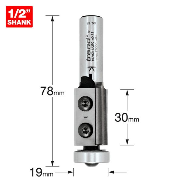 TrendPro Rota-Tip Cutter 19mm diameter 46/03X1/2TC