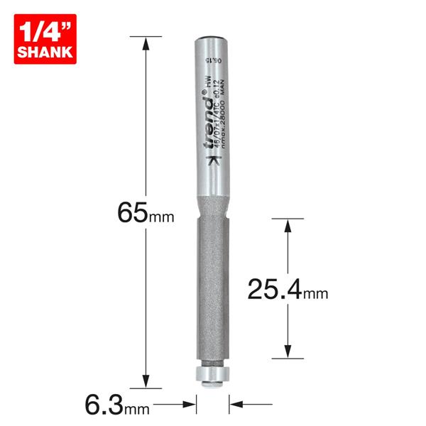 TrendPro Guided trimmer 6.3mm diameter 25.4mm length 46/07X1/4TC