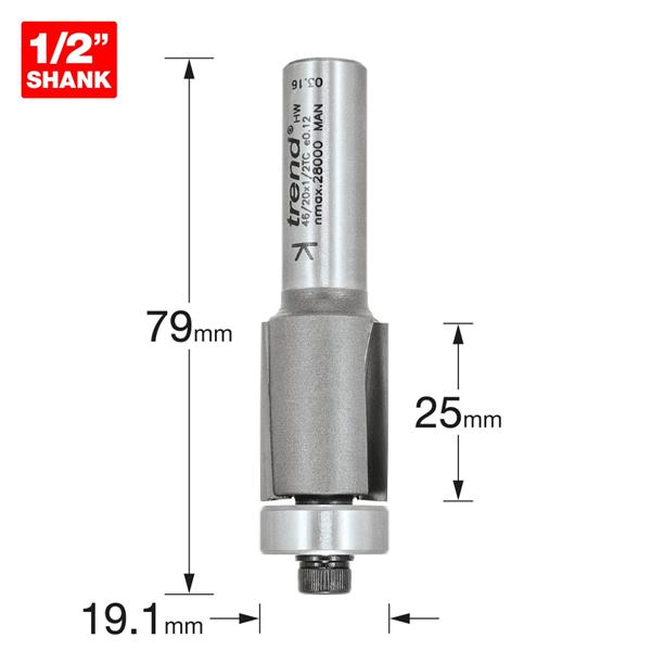 TrendPro Guided trimmer 19.1mm diameter 25mm length 46/20X1/2TC