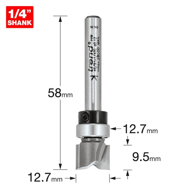 TrendPro Guided profiler 12.7mm dia x 9.5mm cut 46/91X1/4TC