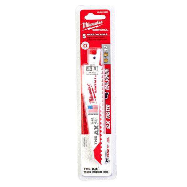 Milwaukee48005021 150mm x 5tpi Wood with Nails AX Demolition Sawzall Blades