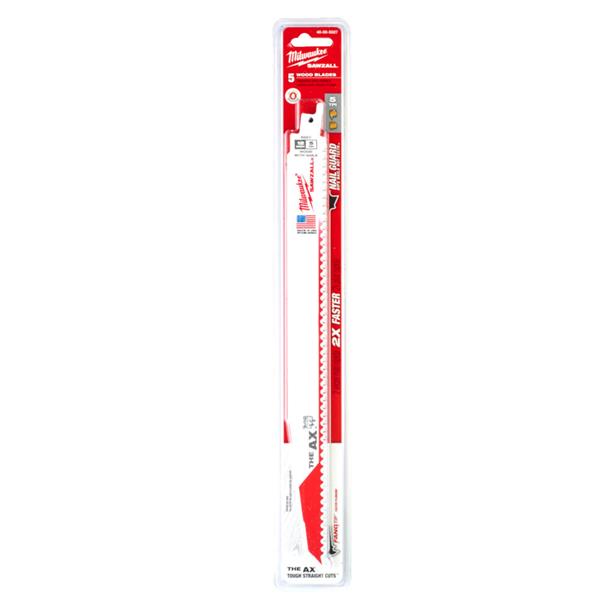Milwaukee48005027 300mm x 5tpi Wood with Nails AX Demolition Sawzall Blades - 5pc