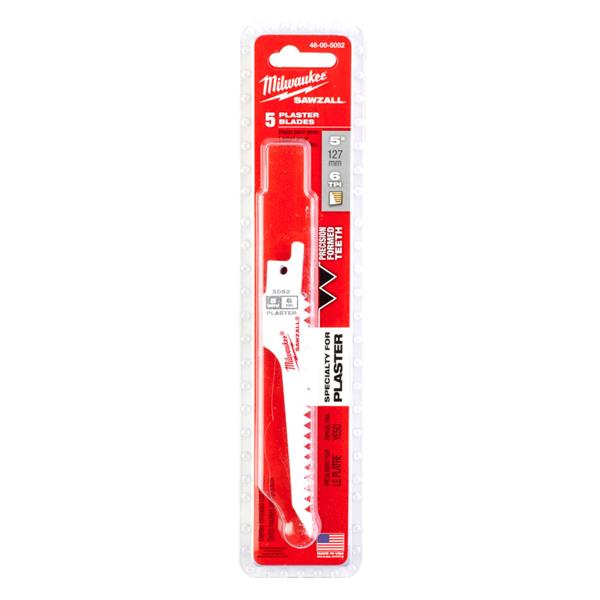 Milwaukee48005052 125mm x 6tpi Drywall / Plasterboard Sawzall Blades - 5pc