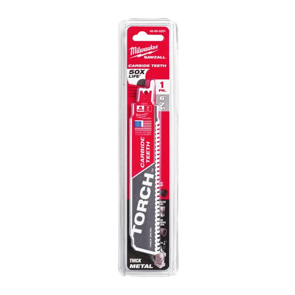 Milwaukee48005201 150mm x 7tpi Metal Torch Carbide Demolition Sawzall Blade - 1pc