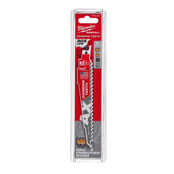 Milwaukee48005221 150mm x 5tpi AX Carbide Demolition Sawzall Blade - 1pc