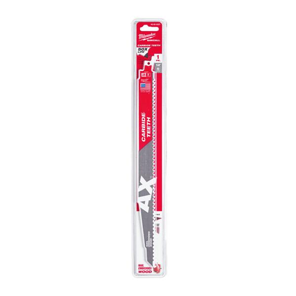 Milwaukee48005227 300mm x 5tpi Wood with Nails AX Carbide Demolition Sawzall Blade - 1pc