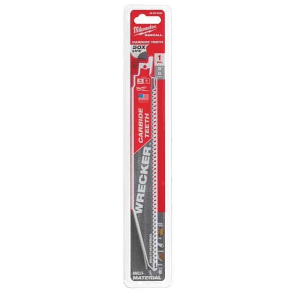 Milwaukee48005242 230mm x 6tpi Multi-Material WRECKER Carbide Demolition Sawzall Blade - 1pc