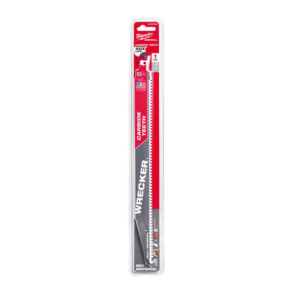 Milwaukee48005243 300mm x 6tpi Multi-Material WRECKER Carbide Demolition Sawzall Blade - 1pc