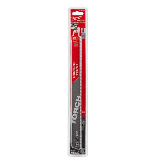 Milwaukee48005503 300mm x 7tpi Metal Torch Carbide Demolition Sawzall Blades - 5pc