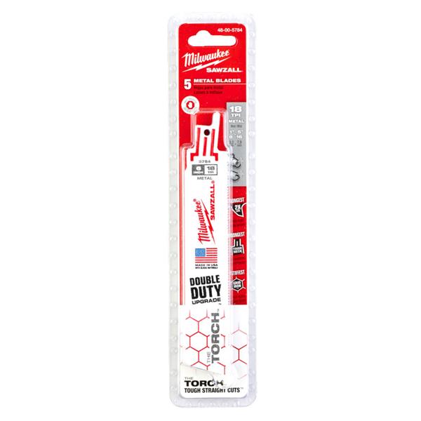 Milwaukee48005784 150mm x 18tpi Metal Torch Demolition Sawzall Blades - 5pc