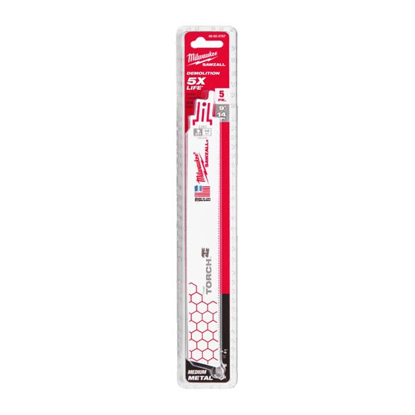 Milwaukee48005787 230mm x 14tpi Metal Torch Demolition Sawzall Blades - 5pc
