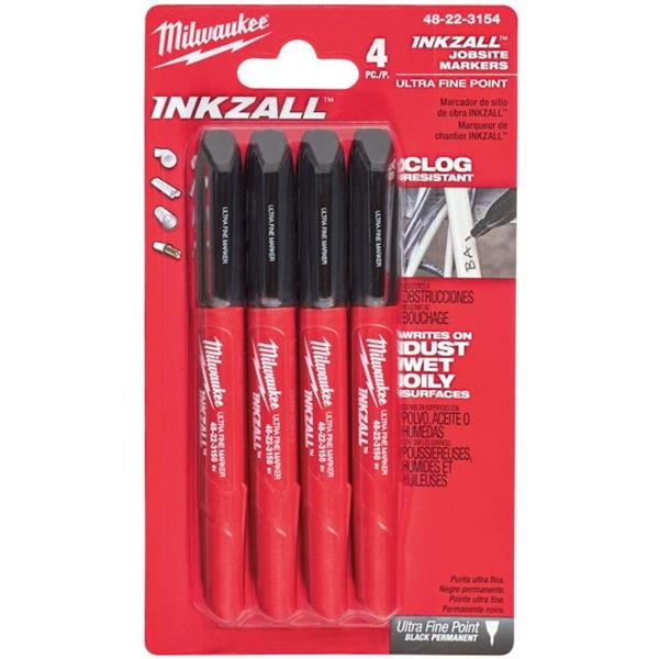 Milwaukee INKZALL Ultra Fine Point Black Jobsite Marker (4 Pack) 48223154