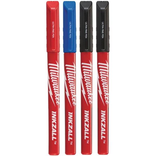 Milwaukee INKZALL Ultra Fine Point Coloured Pen Set (4 Pack) 48223165
