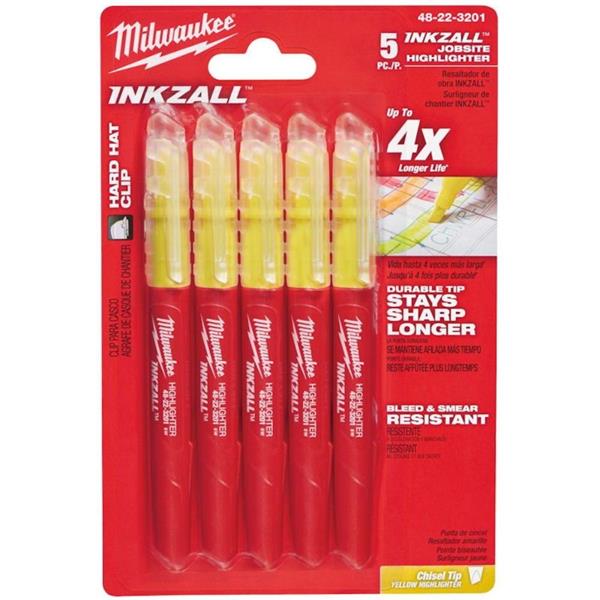 Milwaukee INKZALL Jobsite Yellow Highlighter Set (5 Pack) 48223201