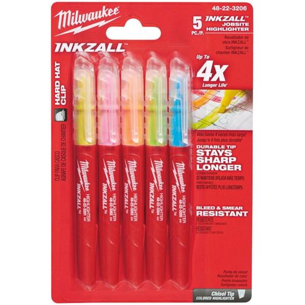 Milwaukee INKZALL Jobsite Yellow Highlighter Set (5 Pack) 48223206
