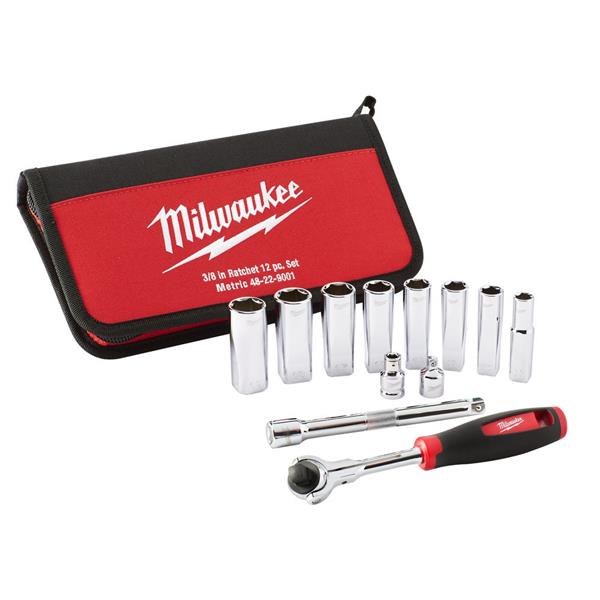 Milwaukee48229001 12 Piece Tradesman 3/8'' Ratchet Set