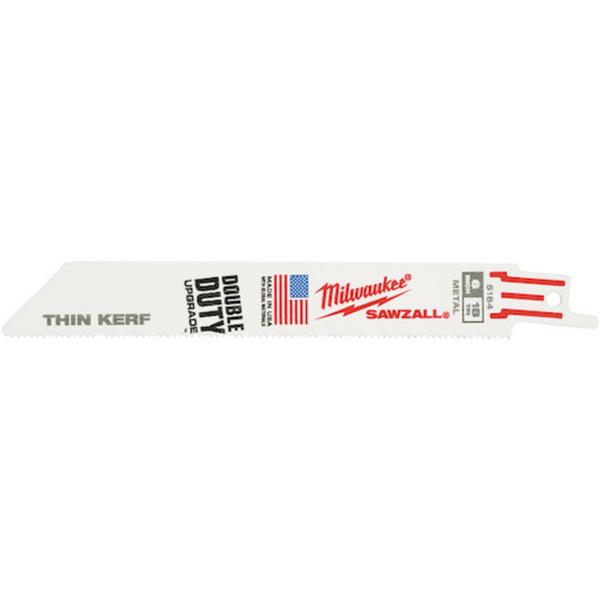 Milwaukee48475184 150mm x 18tpi Metal Thin Kerf Sawzall Blades (5 Pack)