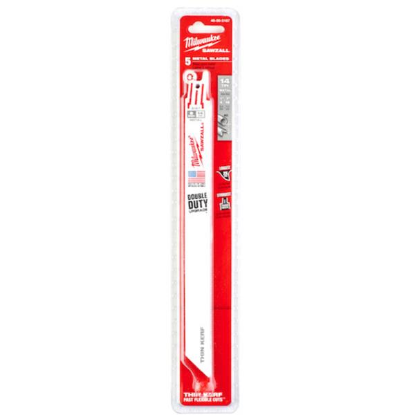Milwaukee48475187 230mm x 14tpi Metal Thin Kerf Sawzall Blades (5 Pack)
