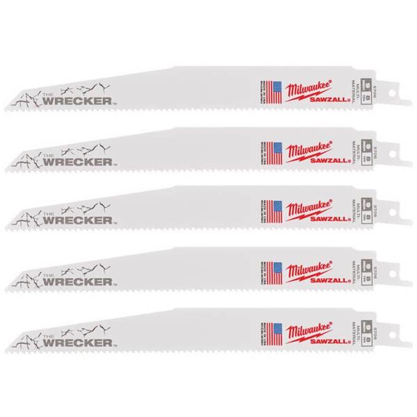 Milwaukee48475706 Multi Material Heavy-Duty WRECKER Blades 230mm x 7/11 TPI (5 Pack)