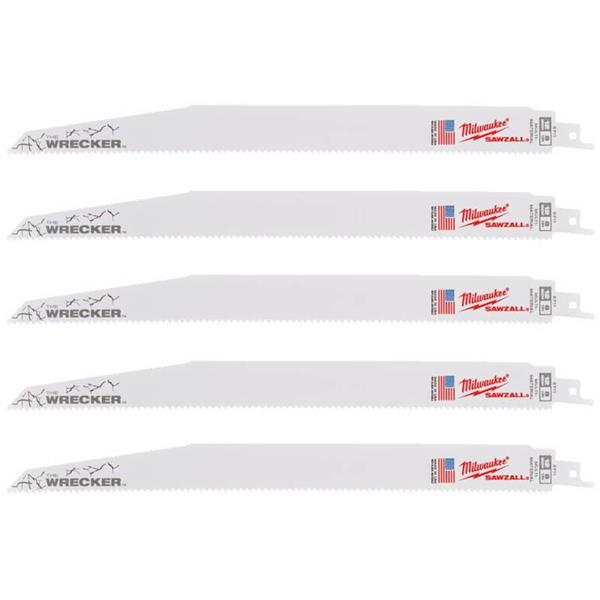 Milwaukee48475711 Multi Material Heavy-Duty WRECKER Blades 300mm x 7/11 TPI (5 Pack)