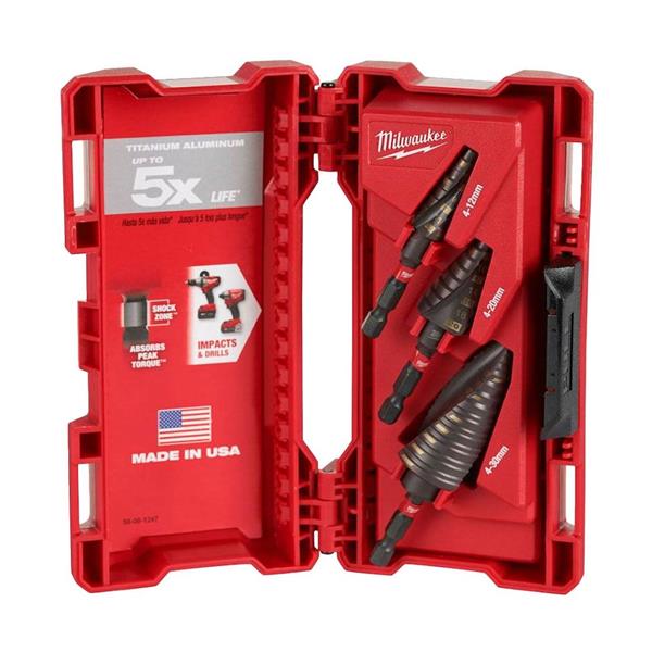 Milwaukee48899266 3pc Shockwave Step Drill Set