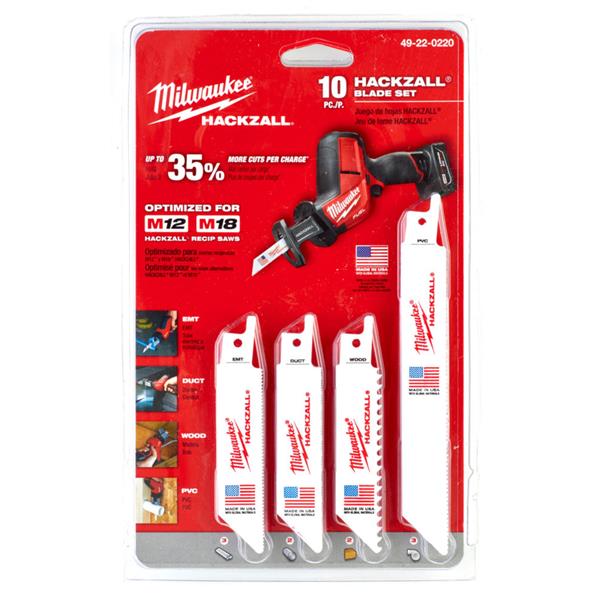 Milwaukee49220220 10 Piece Hackzall Blade Set