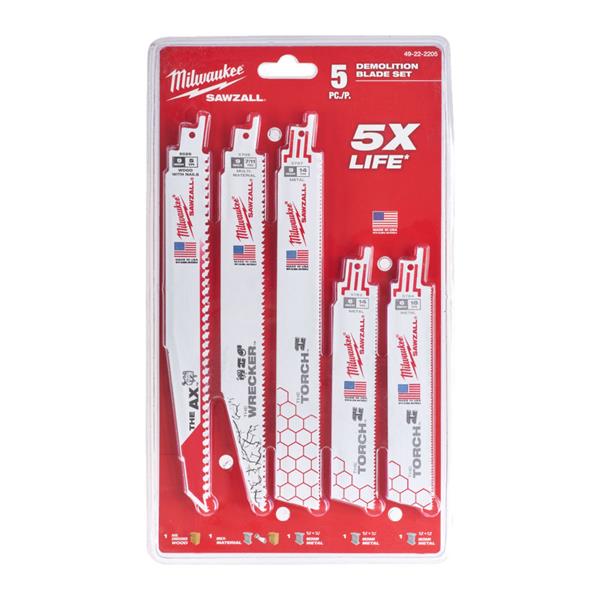 Milwaukee49222205 5 Piece Demolition Sawzall Blade Set
