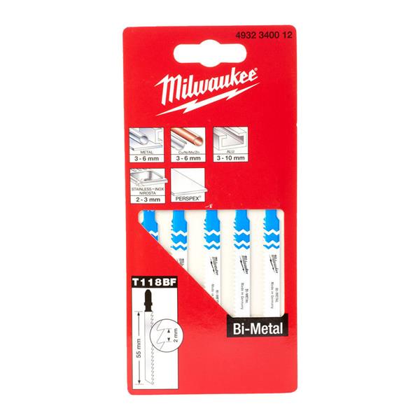 MilwaukeeBi-Metal Traditional Jigsaw Blade T118BF (5 Pack)