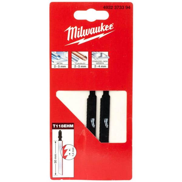 Milwaukee Special Jigsaw Blades for Stainless Steel T118EHM (2 Pack)