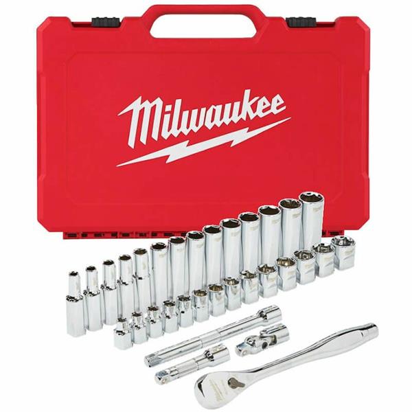 Milwaukee1/4'' Drive 28pc Ratchet & Socket Set - Metric