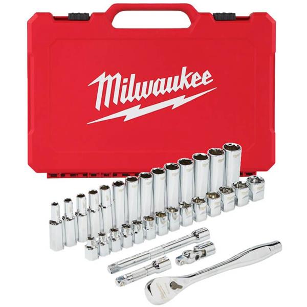 Milwaukee3/8'' Drive 32pc Ratchet & Socket Set - Metric