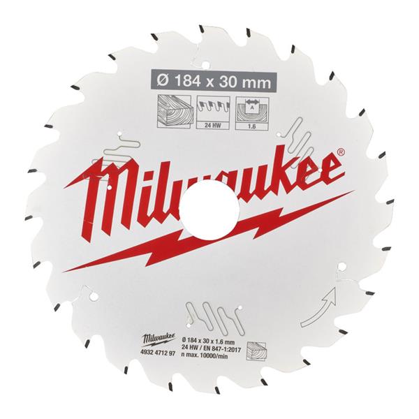 Milwaukee 4932471297 Circular Saw Blade with Anti-Friction Coating 184mm x 30mm x 24T - Wood
