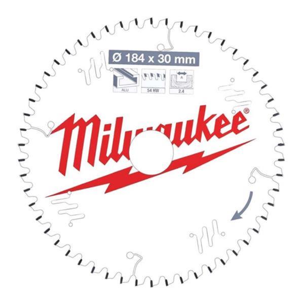 Milwaukee 4932471299 184mm x 30mm x 54 Tooth Aluminium & Plastic Cutting Circular Saw Blade