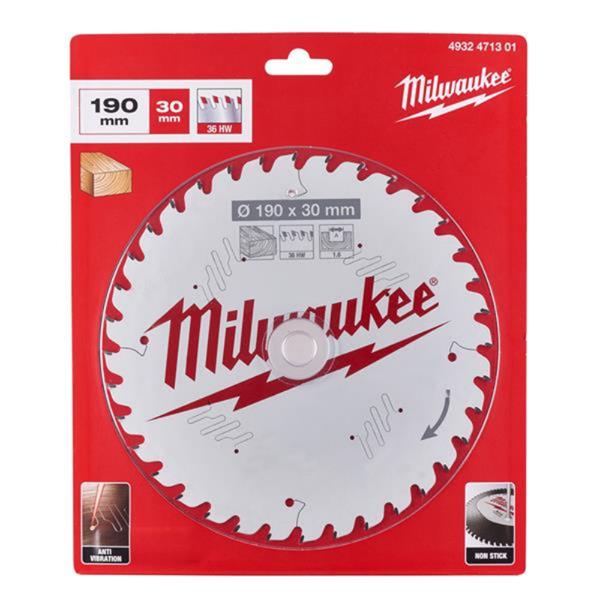 Milwaukee 4932471301 190mm x 30mm x 36T Circular Saw Blade with Anti-Friction Coating