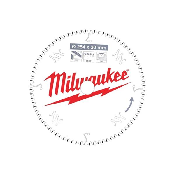 Milwaukee 4932471318 254mm x 30mm 80T Aluminium Mitre Saw Blade
