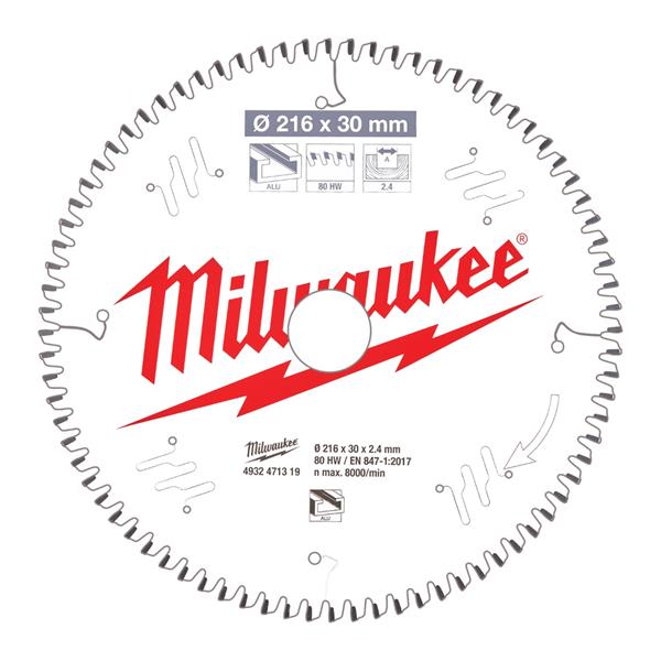Milwaukee 4932471319 216mm x 30mm 80T Aluminium Mitre Saw Blade