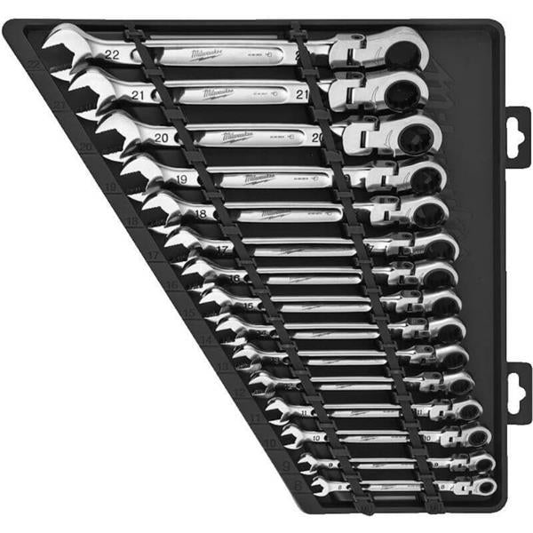Milwaukee 4932478558 15 Piece MaxBite Metric Flex Head Ratcheting Combination Spanner Set