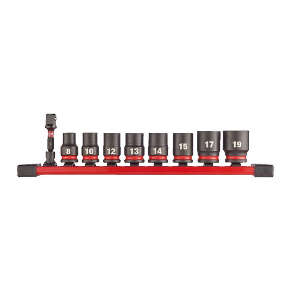 Milwaukee 4932480454 3/8'' Shockwave Standard Impact Duty Socket Rail Set (9piece)