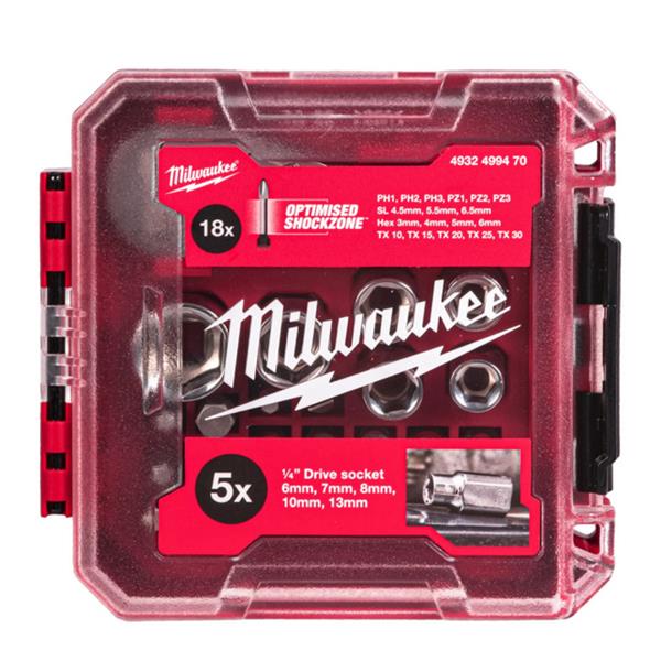 Milwaukee4932499470 25-Piece 1/4" Drive Compact Ratchet Set in PACKOUT™ Compatible Box