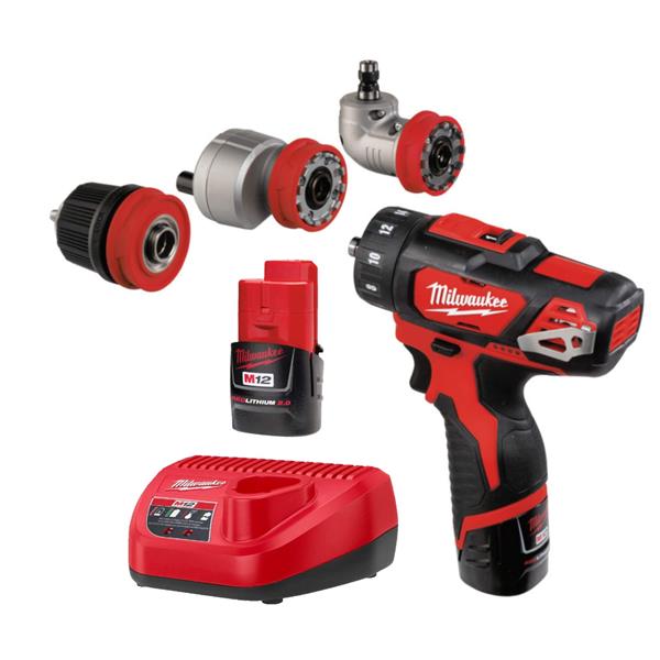 MilwaukeeM12BDDXKIT-202C 12V Removeable Chuck Drill Driver (2x2Ah)