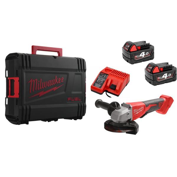 MilwaukeeM18BLSAG115XPD-402X 18V 115mm Brushless Angle Grinder With Paddle Switch (2x4Ah)