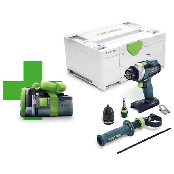 Festool577565 TPC 18/4 I-Basic 18V QUADRIVE Percussion Drill (FREE 1x5.0Ah)