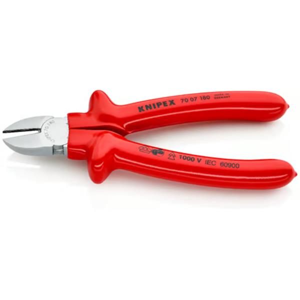 Knipex70 07 180 Dipped VDE Diagonal Cutters 180mm