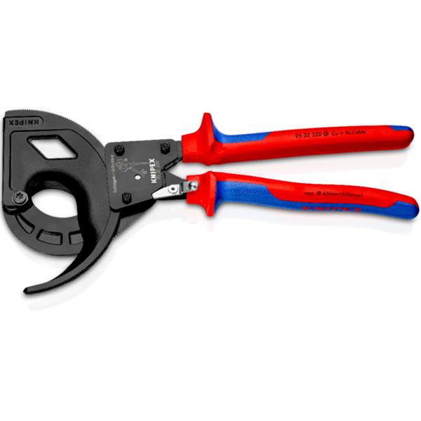 Knipex95 32 320 Cable Shears (Ratchet Action) Telescopic Handles Multi-Component Grips 320mm