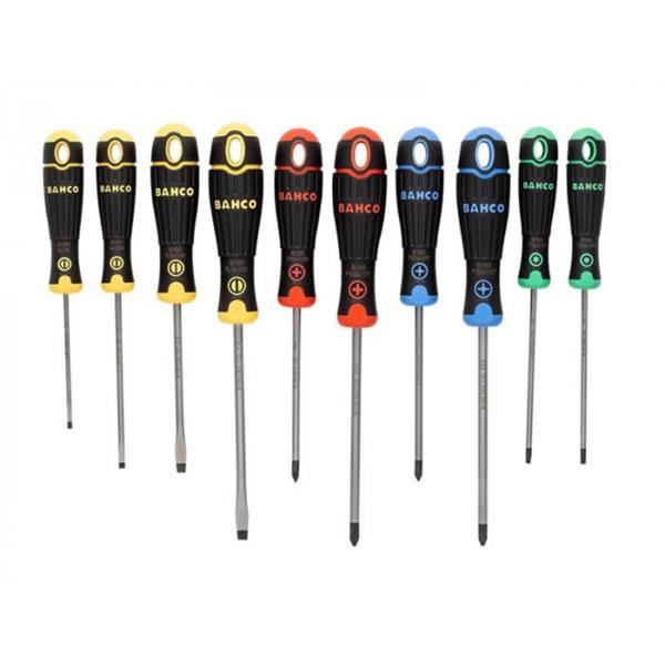 BahcoB219.010RB 10 Piece Colour Coded Screwdriver Set SL/PH/PZ/TX