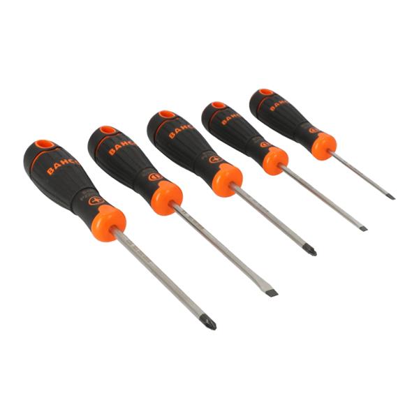 BahcoFit Slotted/Pozidriv Screwdriver Set with Rubber Grip - 5 Pcs B219.015