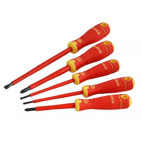 BahcoFit 5 Piece VDE Insulated Slotted and Pozidriv Screwdriver Set B220.015
