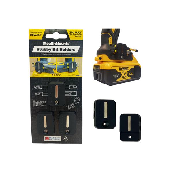 Stealth MountsDewalt 18v Stubby Bit Holder (3 Pack) BH-DW-S-BLK